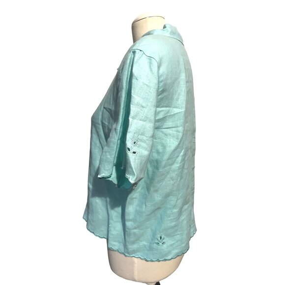 Uniform by John Paul Richard Vintage Linen Cropped Button Down Blouse Sz Medium - Picture 5 of 6